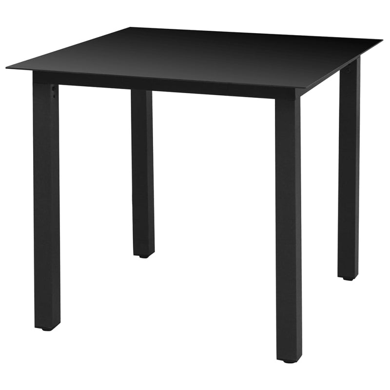 Puutarhapöytä musta 80x80x74 cm alumiini ja lasi - KIWAHome.com