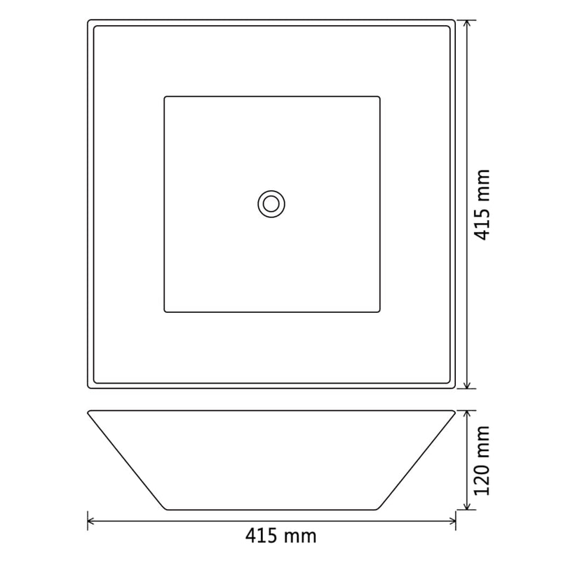 Keraaminen pesuallas neliö 41,5x41,5x12 cm Valkoinen - KIWAHome.com