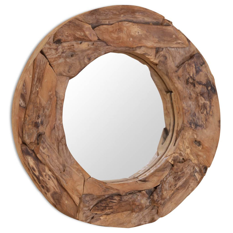 Koristeellinen peili pyöreä 60 cm Tiikki Peilit