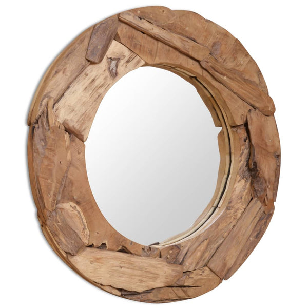 Koristeellinen peili pyöreä 80 cm Tiikki Peilit