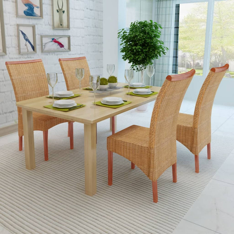 Ruokapöydän tuolit 4 kpl ruskea luonnollinen rottinki