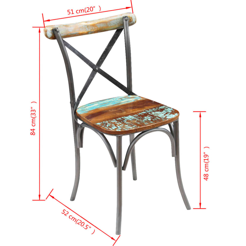 Ruokapöydän tuolit 6 kpl täysi uusiokäytetty puu