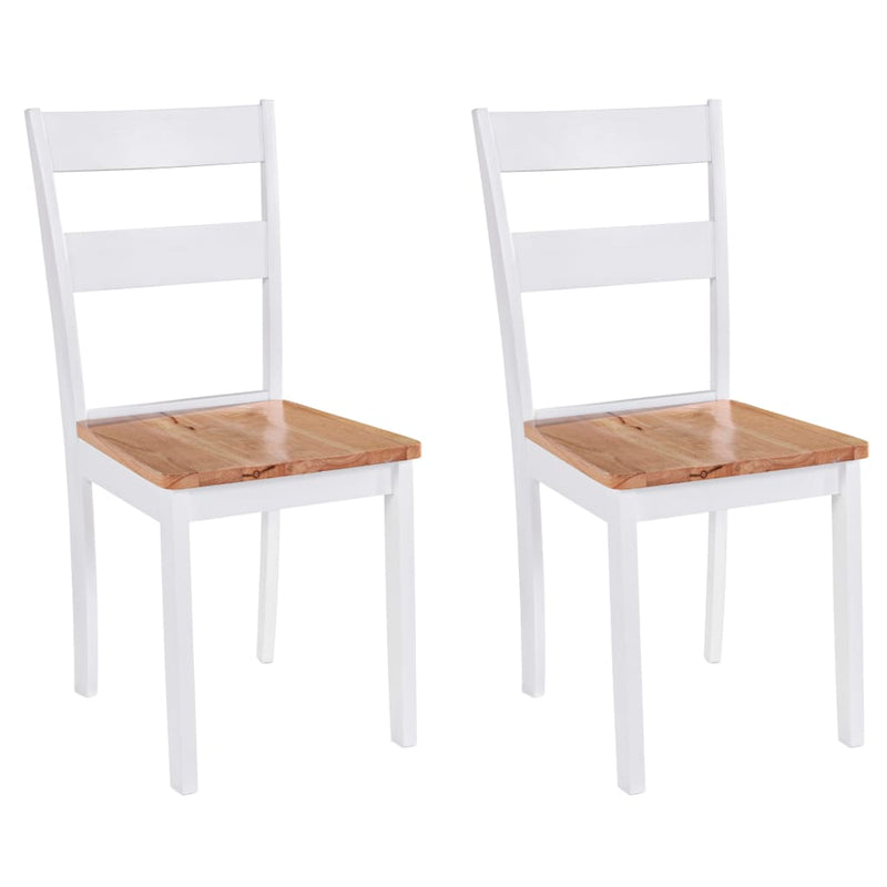 Ruokapöydän tuolit 2 kpl valkoinen täysi kumipuu