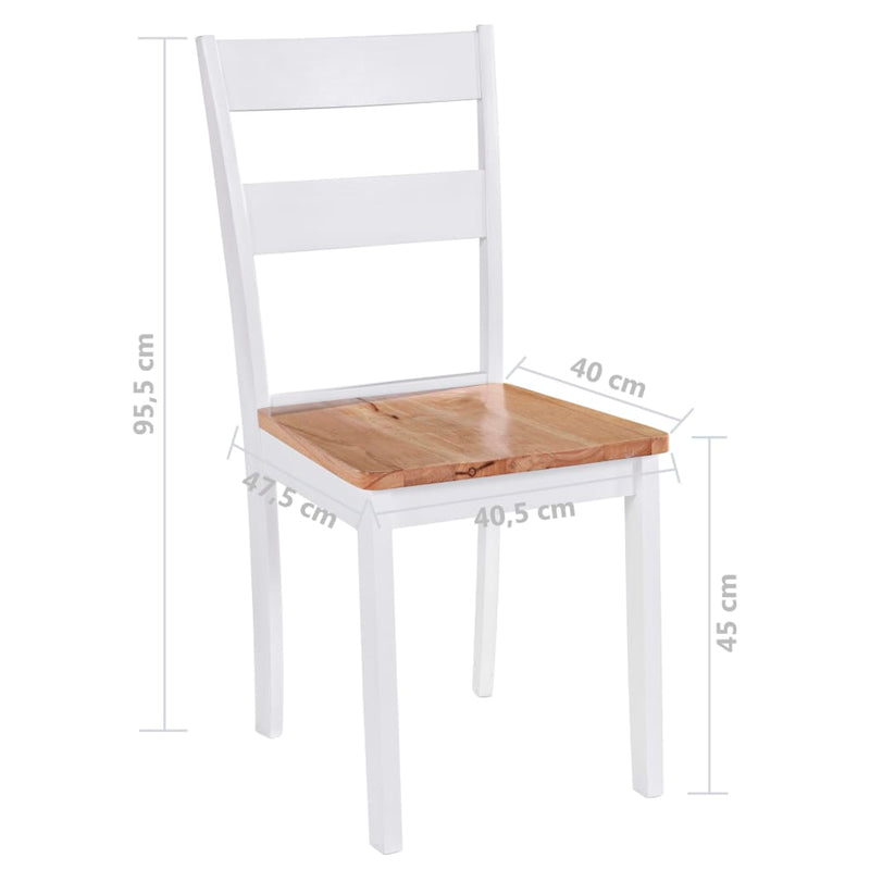 Ruokapöydän tuolit 2 kpl valkoinen täysi kumipuu
