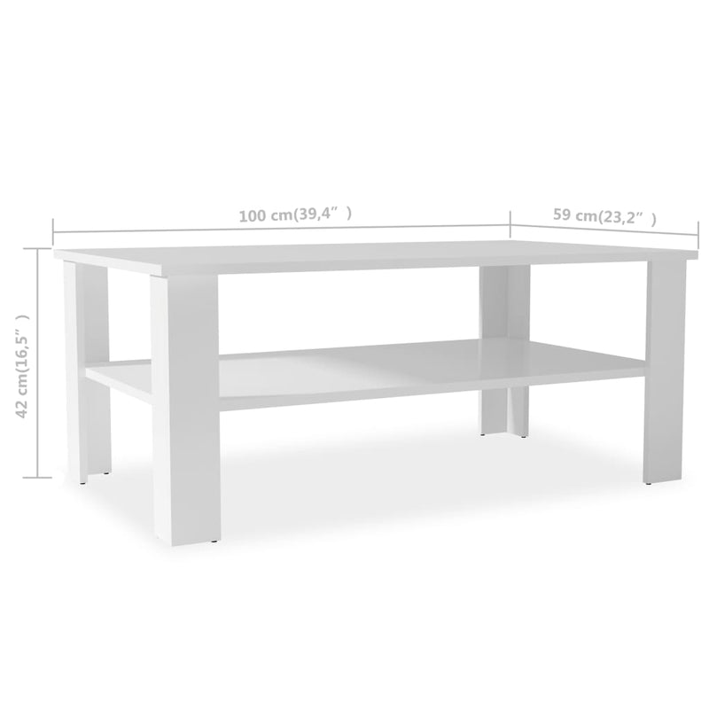 Sohvapöytä lastulevy 100x59x42 cm valkoinen Kahvipöydät