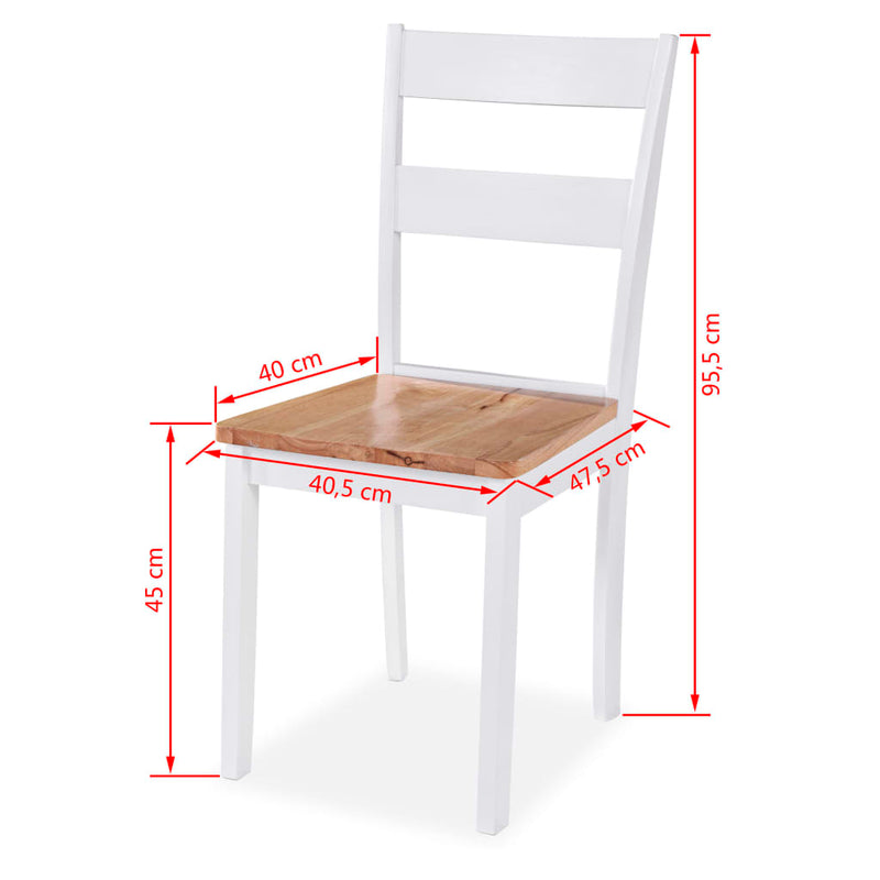 Ruokapöydän tuolit 6 kpl valkoinen täysi kumipuu