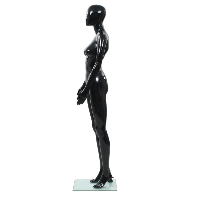 Aidon kokoinen naismallinukke lasijalustalla musta 175 cm - KIWAHome.com