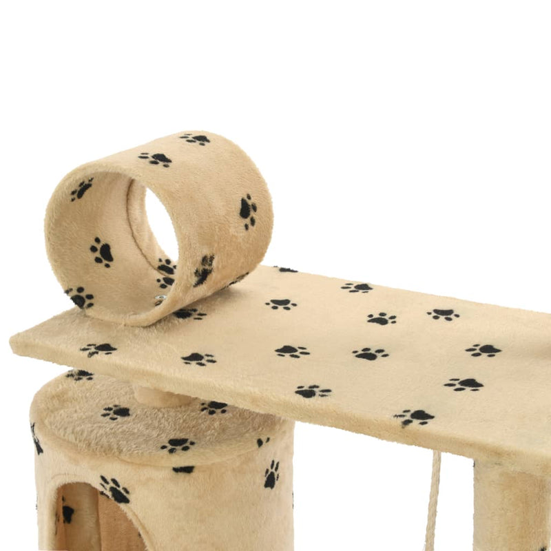Kissan raapimispuu sisal-pylväillä 140 cm tassunjäljet beige Kissan huonekalut