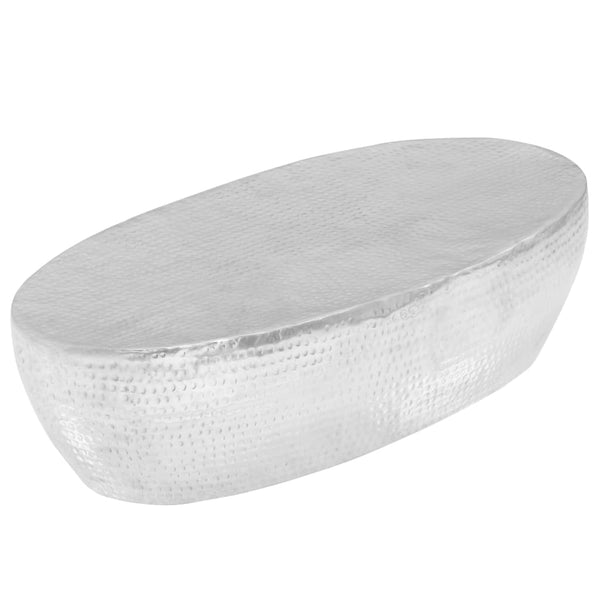 Sohvapöytä vasaroitu alumiini 100x50x28 cm hopea