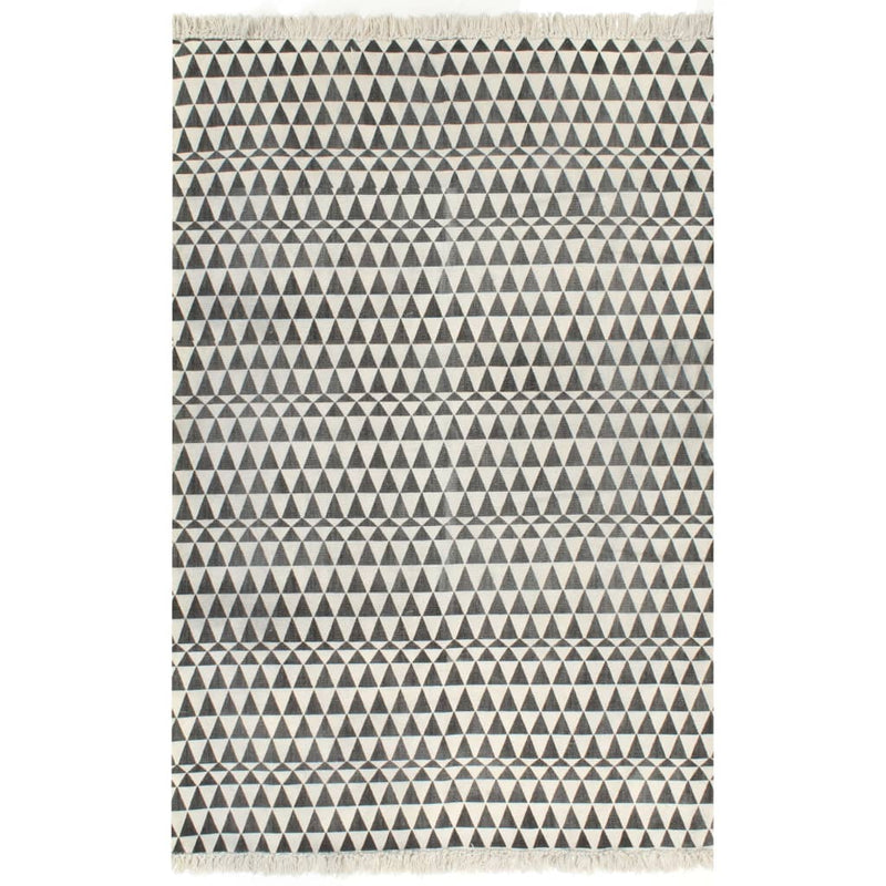 Kelim matto puuvilla 120x180 cm kuviolla musta/valkoinen - KIWA home