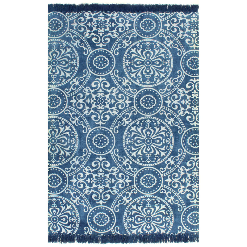 Kelim matto puuvilla 120x180 cm kuviolla sininen Matot