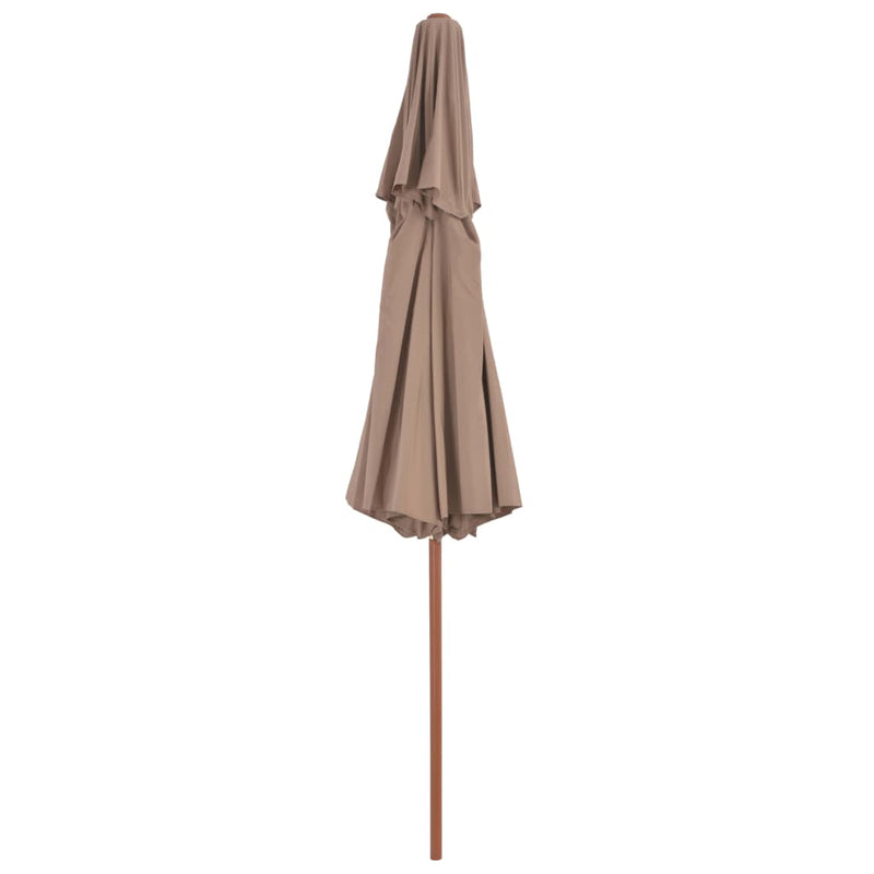 Kaksikerroksinen aurinkovarjo puurunko 270 cm harmaanruskea Päivän- & aurinkovarjot