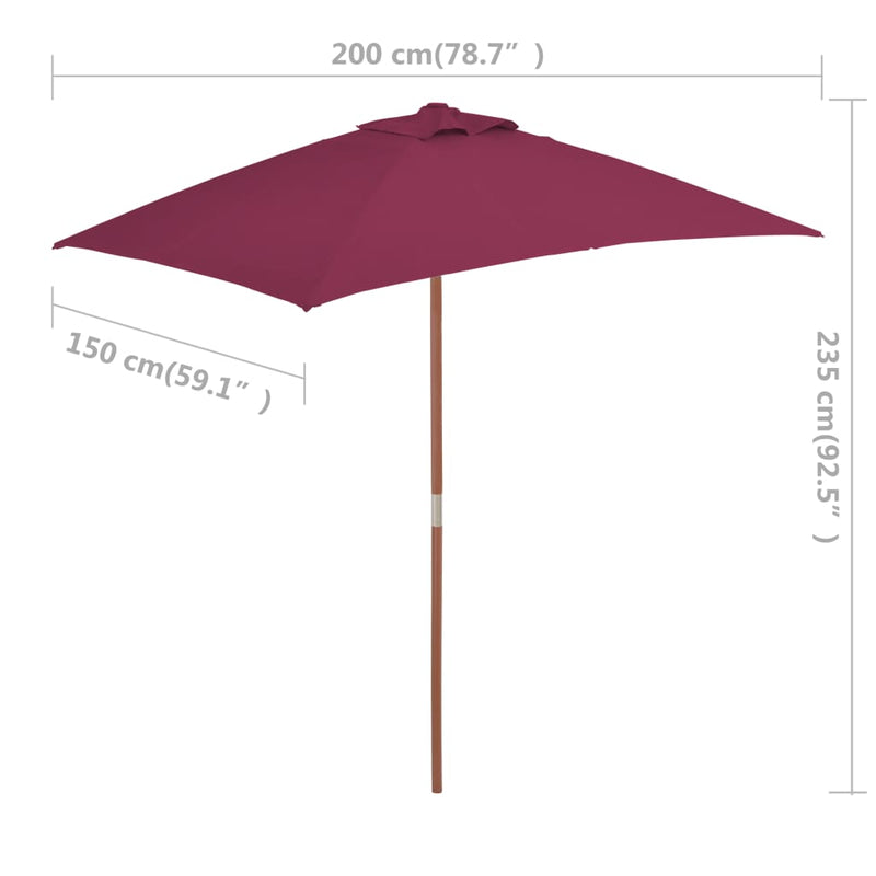 Aurinkovarjo puurunko 150x200 cm viininpunainen - KIWAHome.com