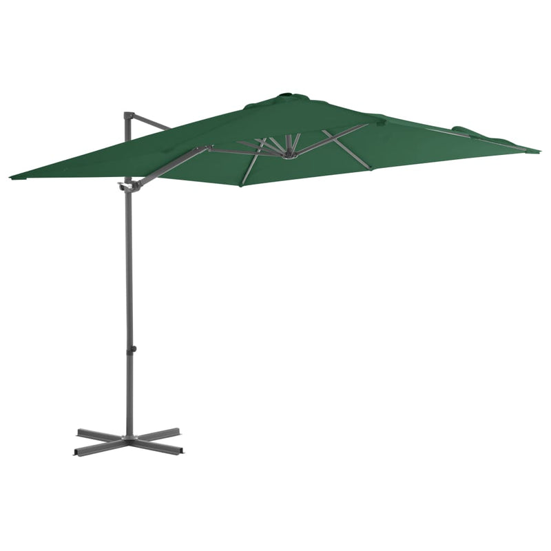 Riippuva aurinkovarjo teräspylväällä 250x250 cm vihreä - KIWA home