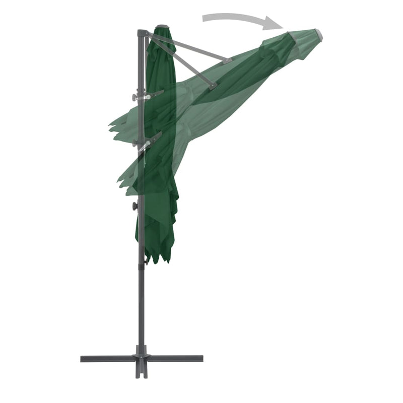 Riippuva aurinkovarjo teräspylväällä 250x250 cm vihreä - KIWA home