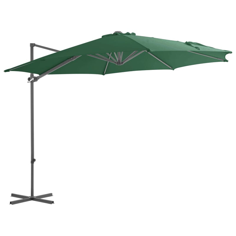Riippuva aurinkovarjo teräspylväällä 300 cm vihreä - KIWA home
