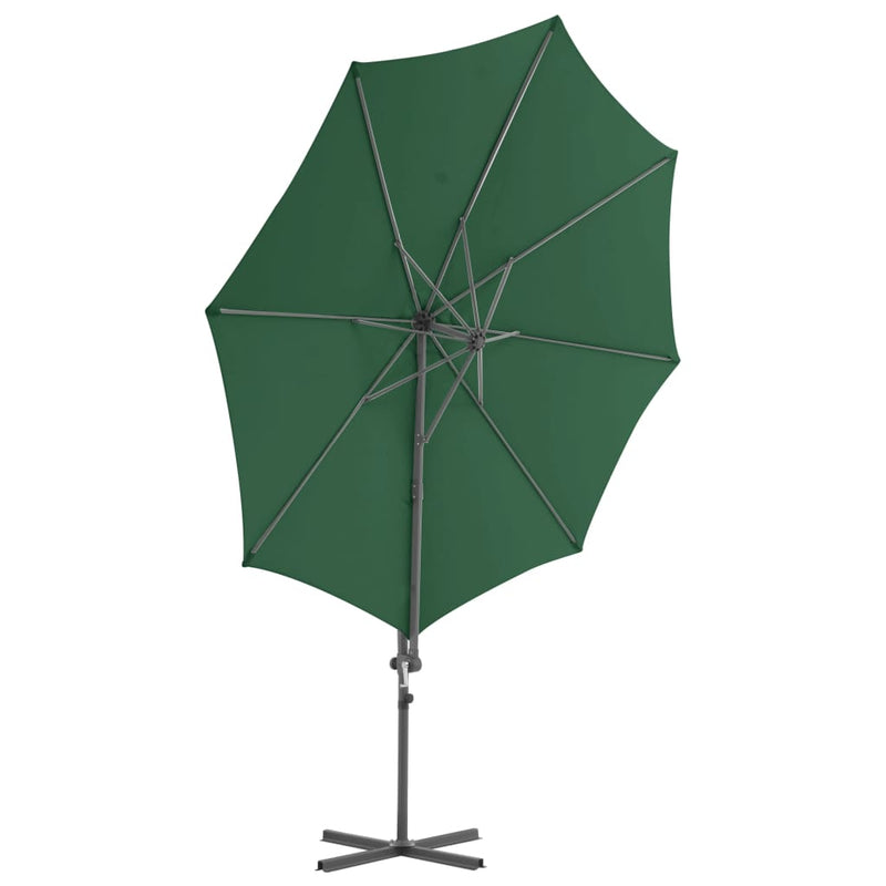 Riippuva aurinkovarjo teräspylväällä 300 cm vihreä - KIWA home