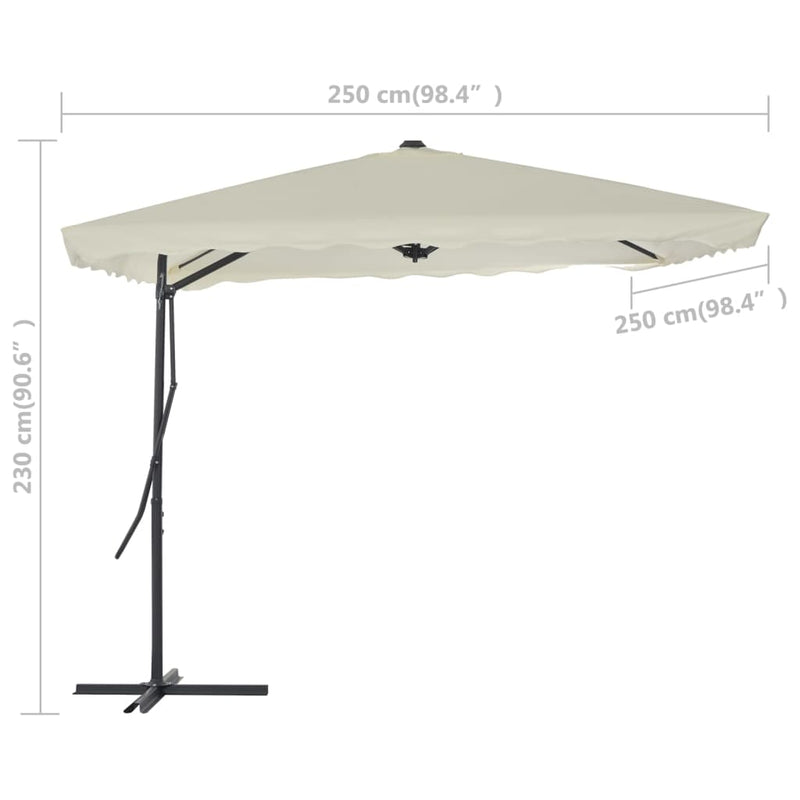 Aurinkovarjo terästanko 250x250 cm hiekanruskea - KIWA home