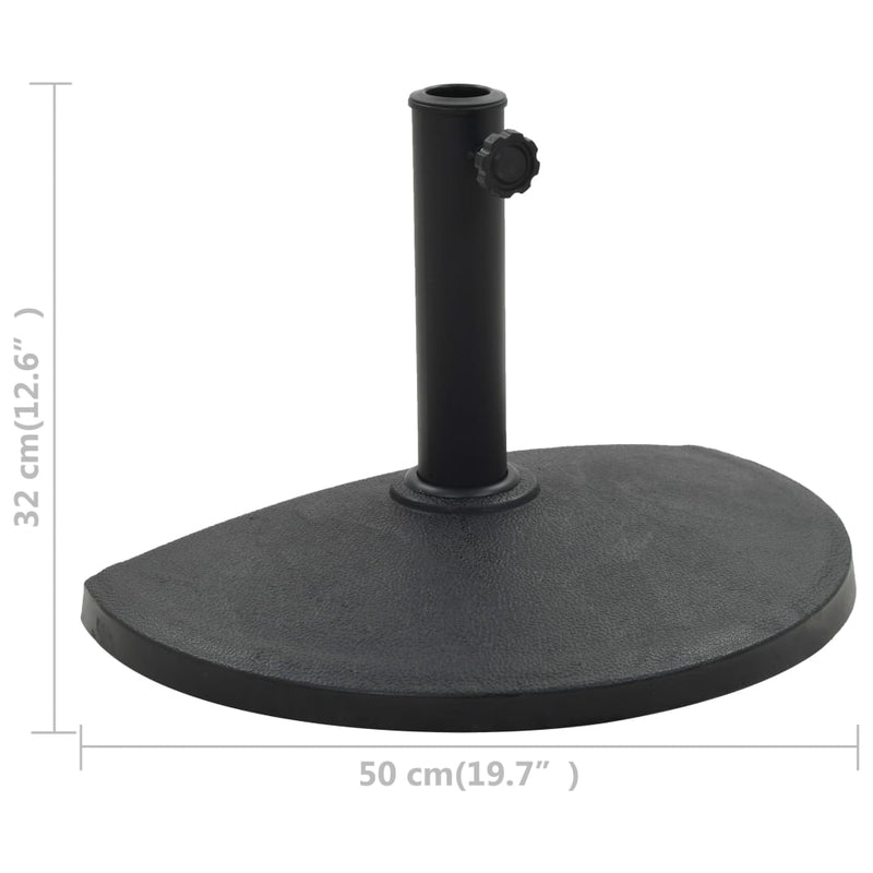 Aurinkovarjon jalka polyresiini 9 kg puolipyöreä musta - KIWAHome.com