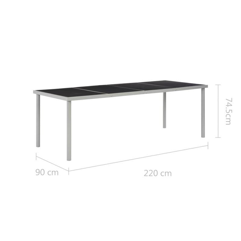 Puutarhapöytä musta 220x90x74,5 cm teräs - KIWAHome.com