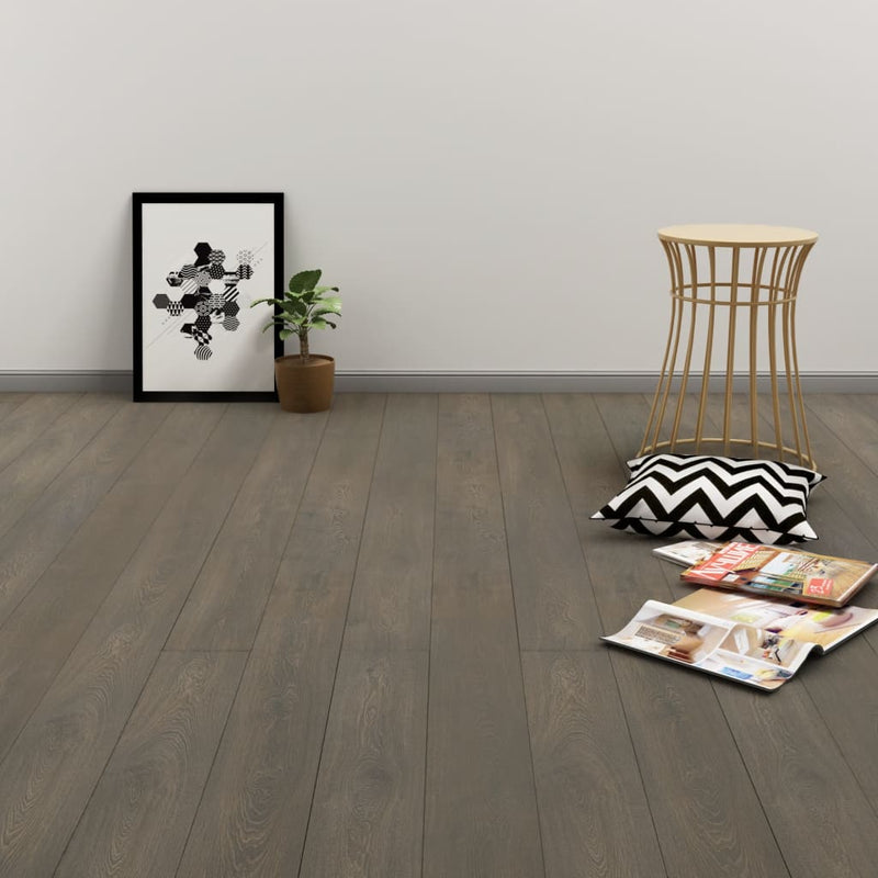 Itsekiinnittyvä lattialankku 4,46 m² 3mm PVC harmaa ja ruskea Lattiat & matot