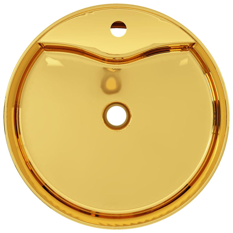 Pesuallas ylivuodolla 46,5x15,5 cm keraaminen kulta