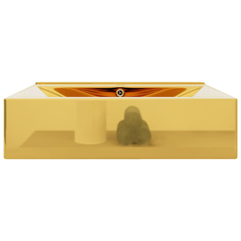 Pesuallas ylivuodolla 60x46x16 cm keraaminen kulta Kylpyhuoneen pesualtaat