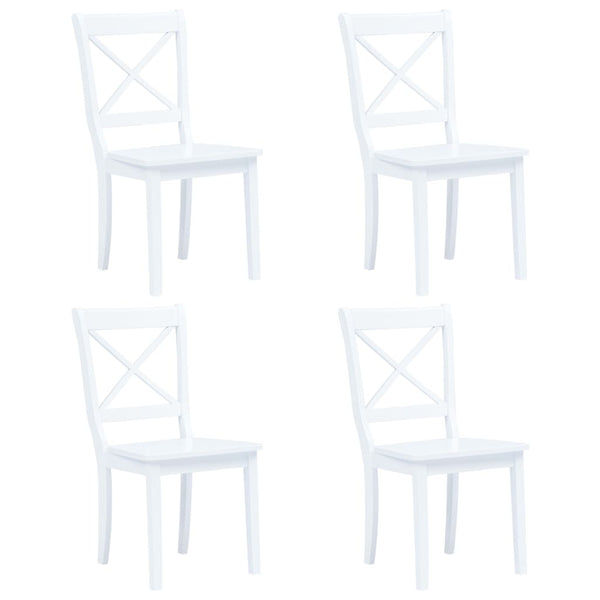 Ruokatuolit 4 kpl valkoinen kumipuu Keittiön & ruokapöydän tuolit