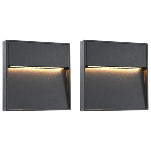 LED-seinävalaisimet ulkotiloihin 2 kpl 3 W musta neliö