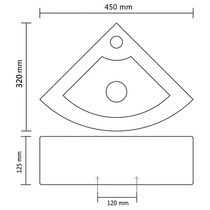 Pesuallas ylivuodolla 45x32x12,5 cm valkoinen Kylpyhuoneen pesualtaat