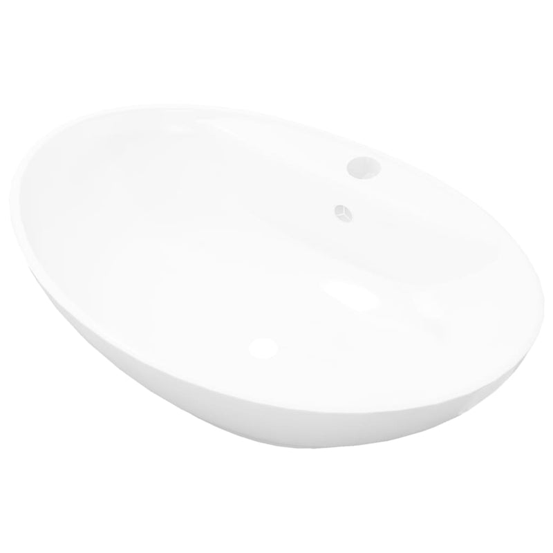 140678 Luxury Ceramic Basin Oval with Overflow and Faucet Hole - KIWAHome.com