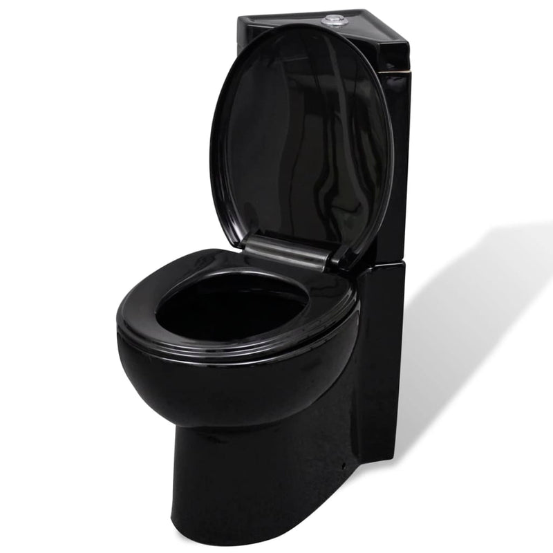 Kylpyhuoneen Nurkkaan Asennettava WC Keraaminen Musta
