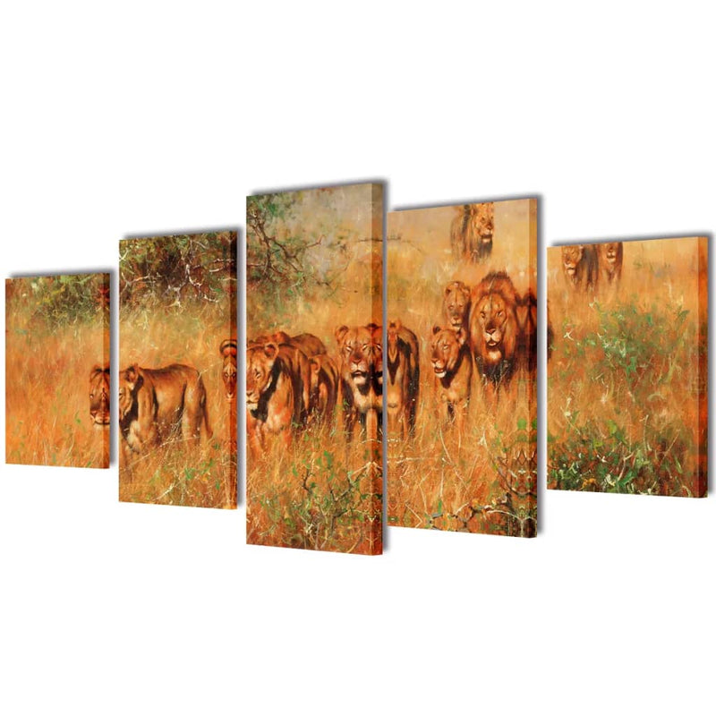 Taulusarja Leijonat 100 x 50 cm Julisteet, painokuvat & koristetaulut