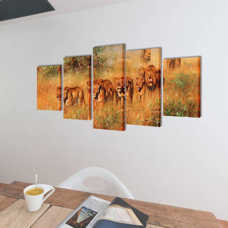 Taulusarja Leijonat 100 x 50 cm Julisteet, painokuvat & koristetaulut