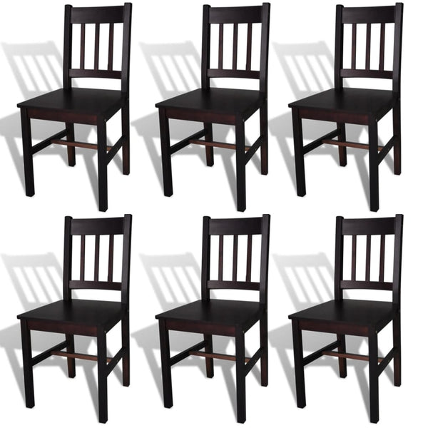 Ruokapöydän tuolit 6 kpl tummanruskea mänty
