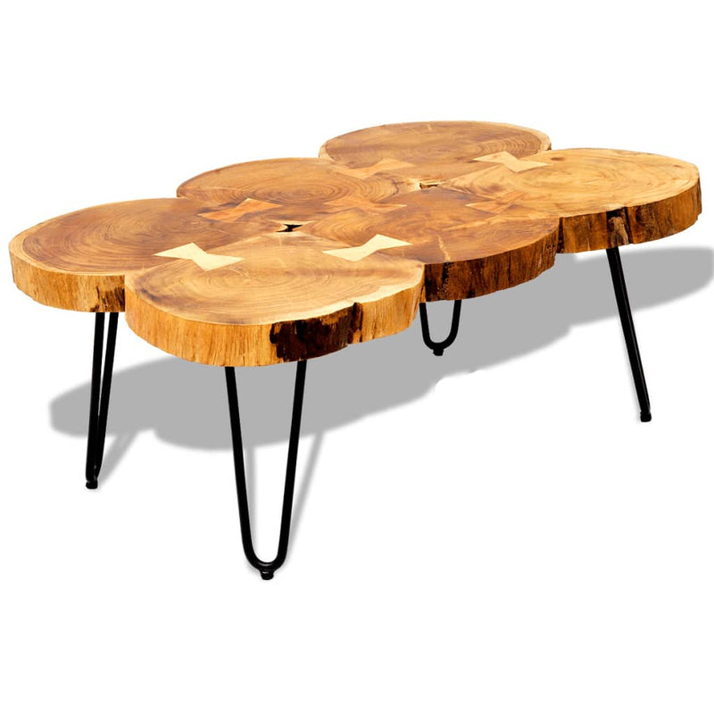 Sohvapöytä 35 cm 6 puunrunkolevyä Kiinteä seesampuu Kahvipöydät
