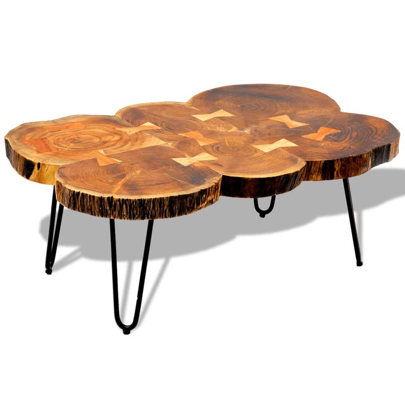 Sohvapöytä 35 cm 6 puunrunkolevyä Kiinteä seesampuu Kahvipöydät