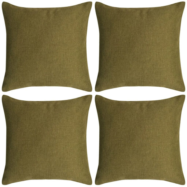 Tyynynpäällinen Pellavatyylinen Vihreä 4kpl 50 x 50 cm Koristetyynyt