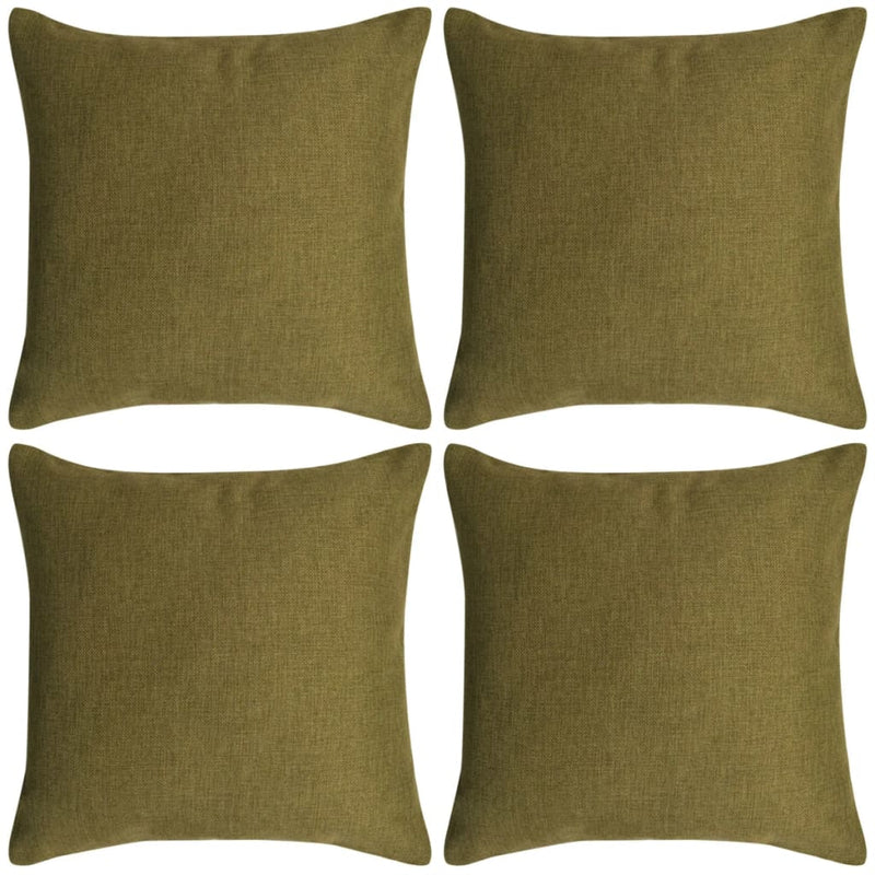 Tyynynpäällinen Pellavatyylinen Vihreä 4kpl 50 x 50 cm Koristetyynyt
