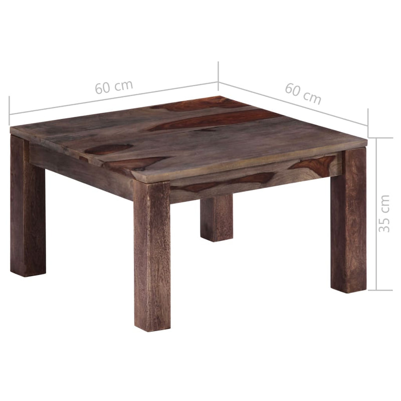 Sohvapöytä harmaa 60x60x35 cm täysi seesampuu - KIWAHome.com