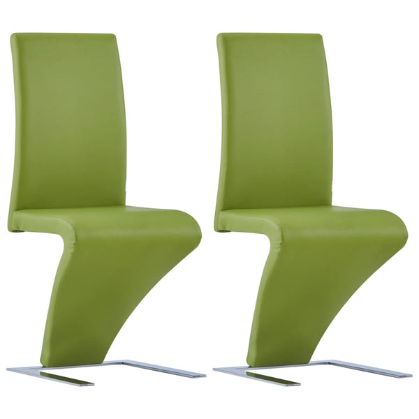 Ruokailutuoli Zigzag-muoto 2 kpl vihreä keinonahka Keittiön & ruokapöydän tuolit
