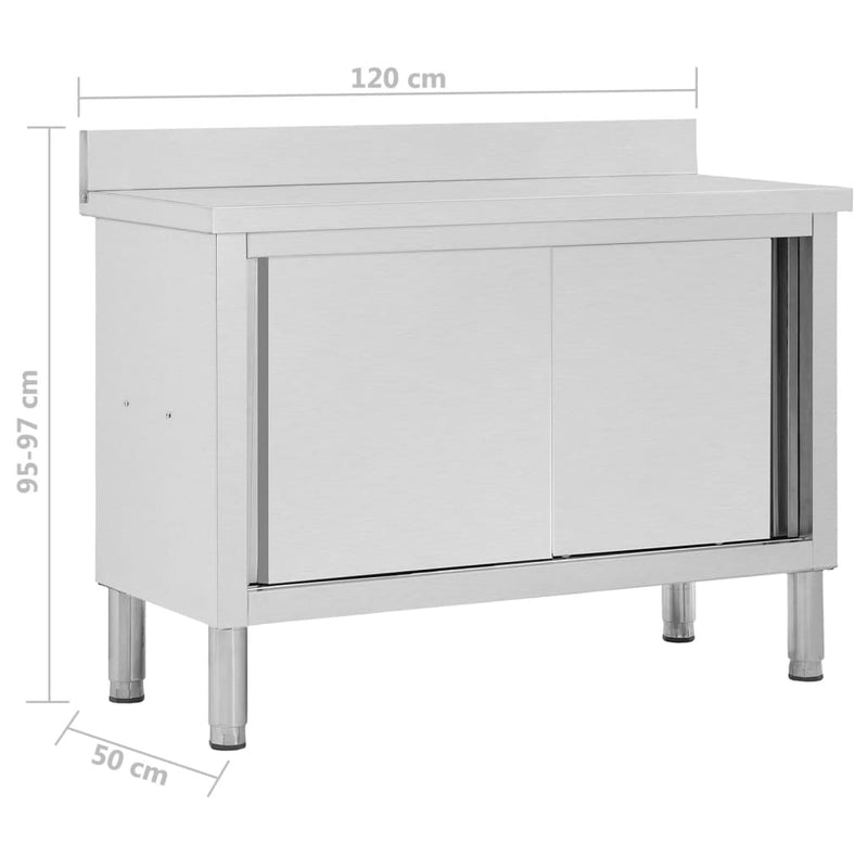 Keittiön työpöytä liukuovet 120x50x(95-97) cm ruostumaton teräs