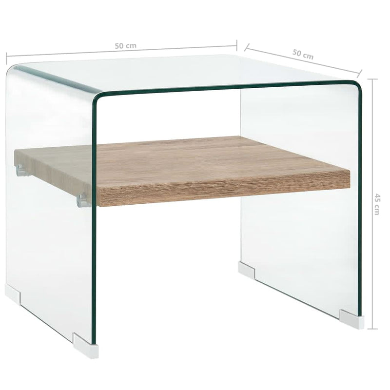 Sohvapöytä kirkas 50x50x45 cm karkaistu lasi