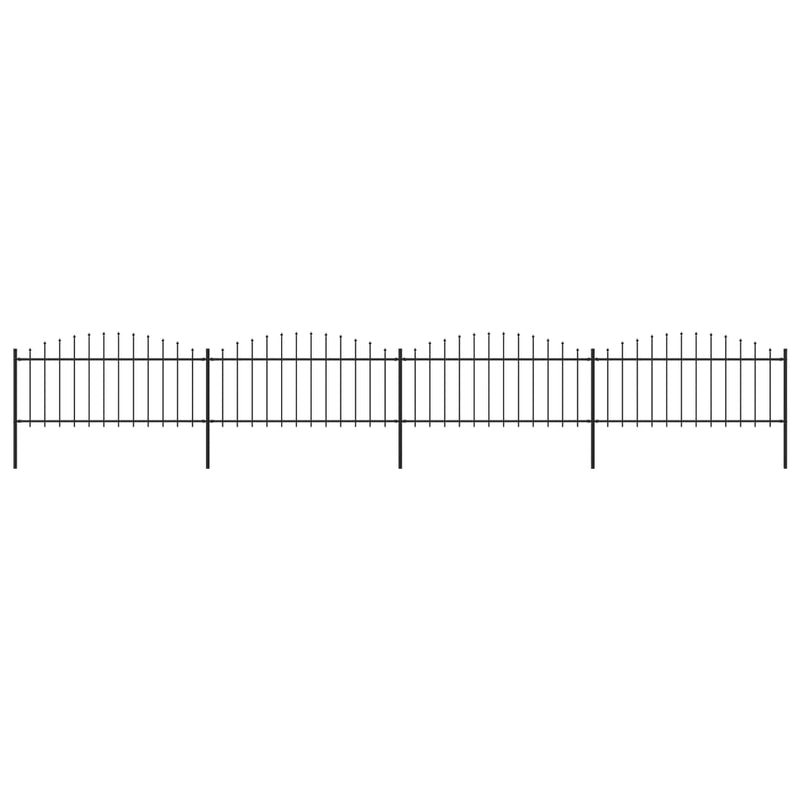 Puutarha-aita keihäskärjillä teräs (0,5-0,75)x6,8 m musta Aitapaneelit