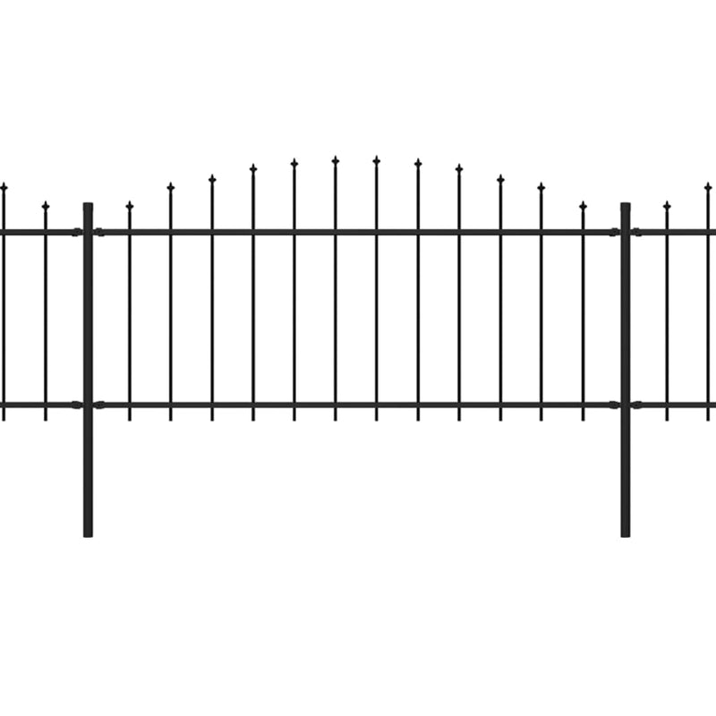 Puutarha-aita keihäskärjillä teräs (0,5-0,75)x11,9 m musta Aitapaneelit