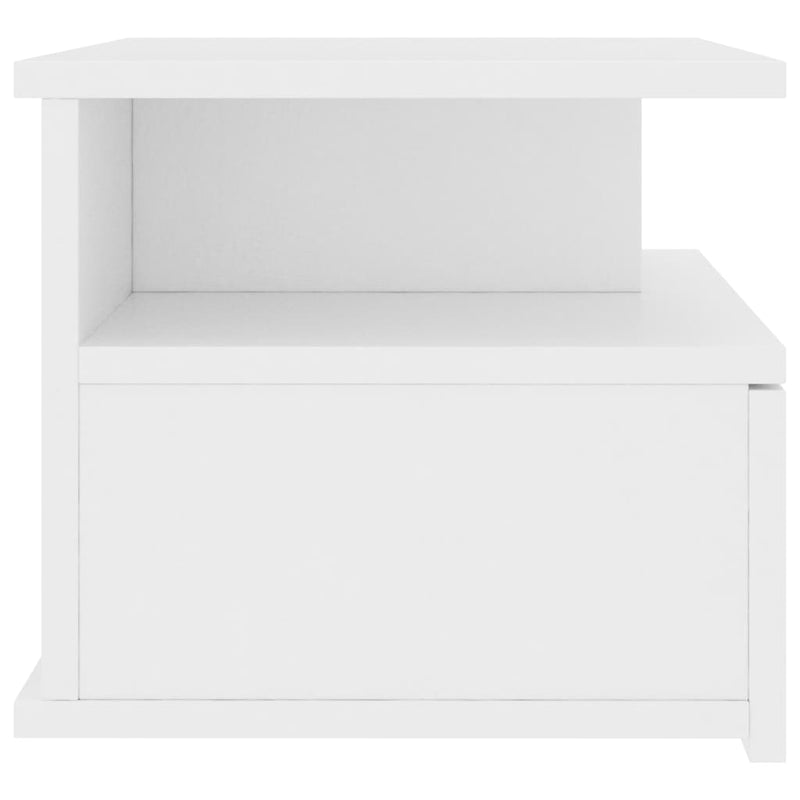 Kelluva yöpöytä valkoinen 40x31x27 cm lastulevy