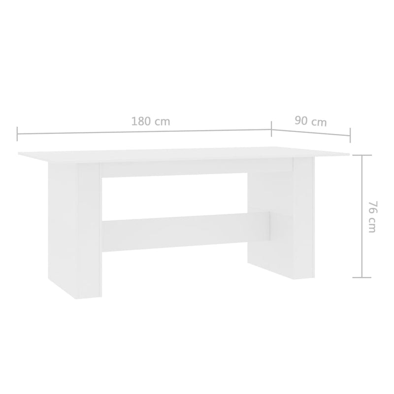 Ruokapöytä valkoinen 180x90x76 cm lastulevy