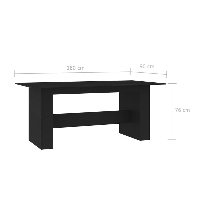 Ruokapöytä musta 180x90x76 cm lastulevy