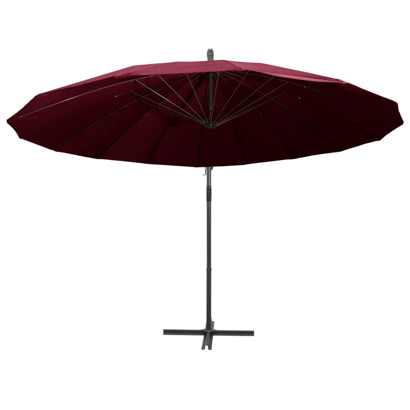 Riippuva päivänvarjo viininpunainen 3 m alumiinitanko Päivän- & aurinkovarjot