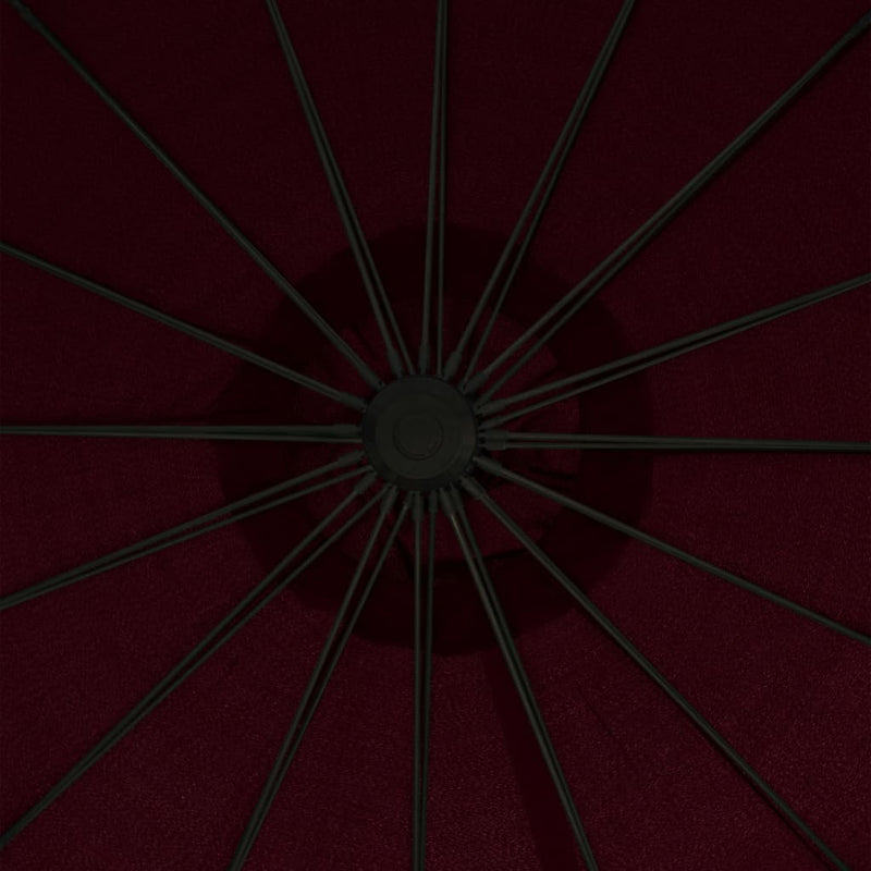 Riippuva päivänvarjo viininpunainen 3 m alumiinitanko Päivän- & aurinkovarjot